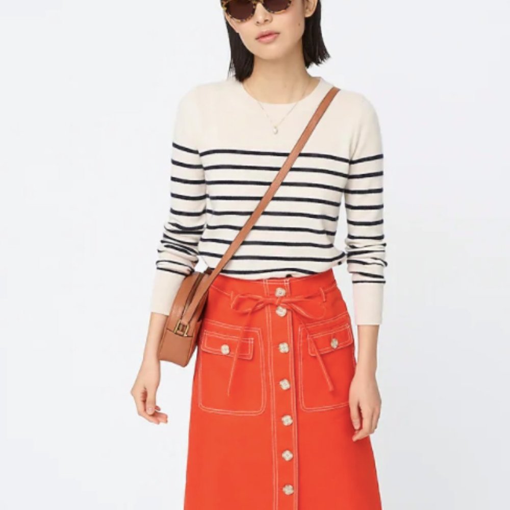J. Crew Button-up stretch linen skirt